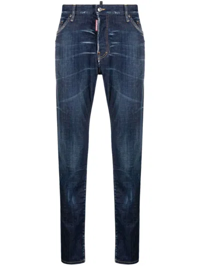 Dsquared2 Navy Blue Slim-fit Jeans In Black