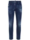 Dsquared2 Navy Blue Slim Cut Jeans With Whiskering Effect In Blue