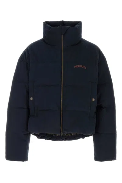 Dsquared2 Navy Blue Stretch Cotton Down Jacket