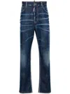 DSQUARED2 NAVY BLUE STRETCH DENIM MID-RISE SKINNY JEANS FOR MEN