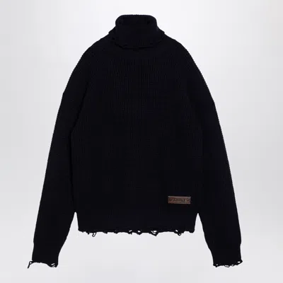 DSQUARED2 DSQUARED2 NAVY BLUE TURTLENECK SWEATER IN WOOL