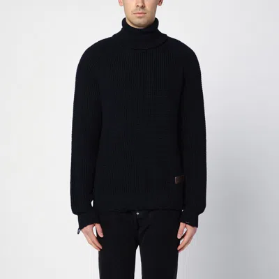 Dsquared2 Navy Blue Turtleneck Sweater In Wool