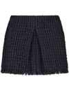 Dsquared2 Textured Fabric Fringe Hem Miniskirt With Front Slit In Navy Blue