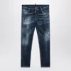 Dsquared2 Navy Blue Washed Denim Jeans With Wear