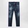 Dsquared2 Navy Blue Washed Denim Jeans With Wear