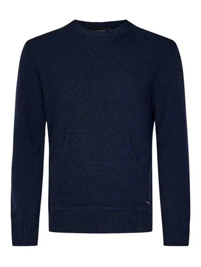 DSQUARED2 NAVY BLUE WOOL AND CASHMERE KNIT SWEATER