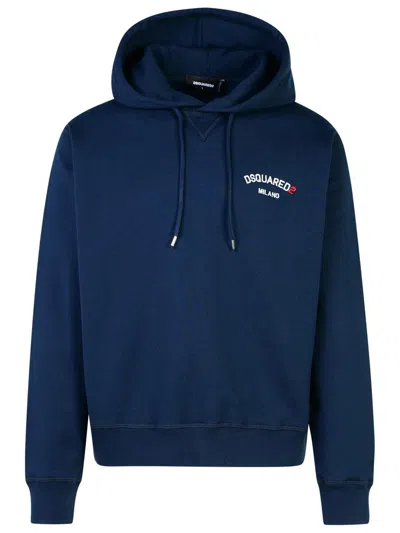 Dsquared2 Logo Printed Drawstring Hoodie In Navy