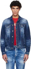 Dsquared2 Navy Medium Easy Wash Dan Denim Jacket In Blue