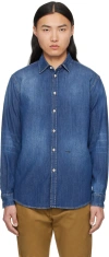 Dsquared2 Dan Relaxed Chambray Denim Shirt In 470 Navy Blue