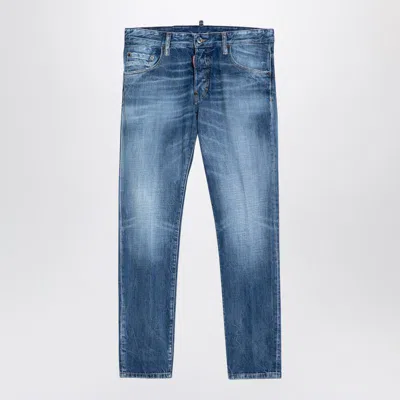 Dsquared2 Navy Washed Denim Jeans In Blue