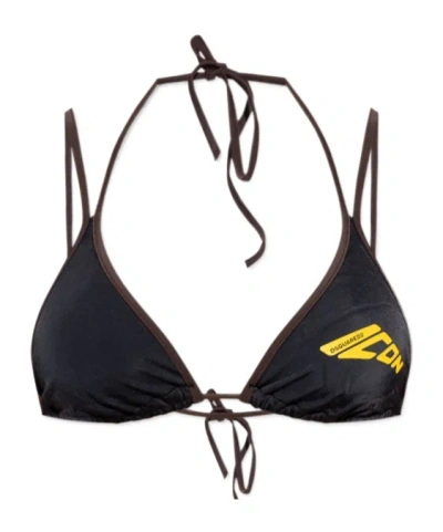 Dsquared2 Neck-hanging Swimsuit Top In Black