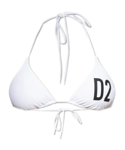 Dsquared2 Neck-hanging Swimsuit Top In White