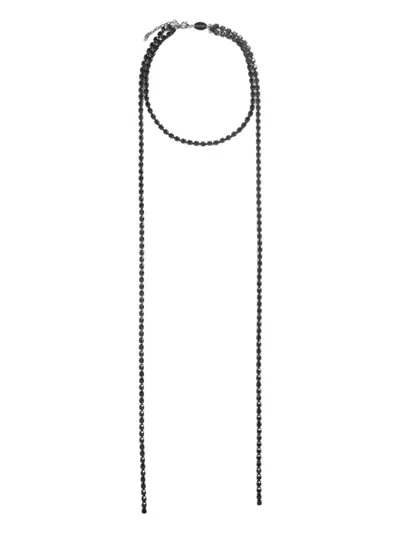 Dsquared2 Metal Finish Necklace Stones Adjustable Chain In Black