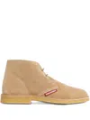 Dsquared2 Men Beige Laced-up Shoes With Logo Patch On The Side In Suede Man In Multi