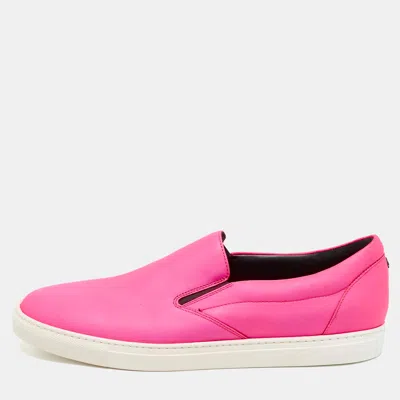 Dsquared2 Neon Pink Leather Slip On Sneakers