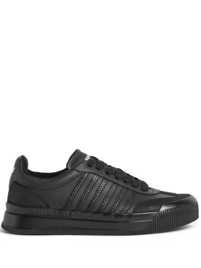 Dsquared2 Men's Leather Sneakers With Logo In Black