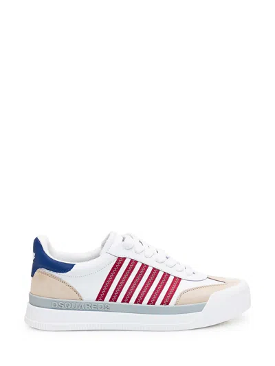 Dsquared2 New Jersey Sneaker In Bianco-rosso-blu