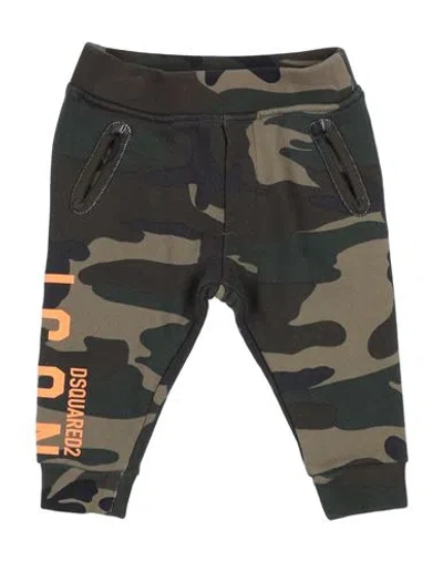 Dsquared2 Babies'  Newborn Boy Pants Military Green Size 3 Cotton, Elastane