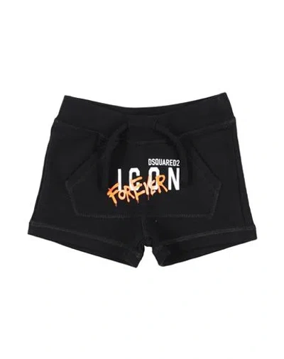 Dsquared2 Babies'  Newborn Girl Shorts & Bermuda Shorts Black Size 3 Cotton, Elastane