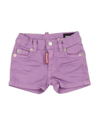 Dsquared2 Babies'  Newborn Girl Shorts & Bermuda Shorts Purple Size 3 Cotton, Elastane