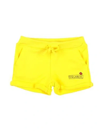 Dsquared2 Babies'  Newborn Girl Shorts & Bermuda Shorts Yellow Size 3 Cotton