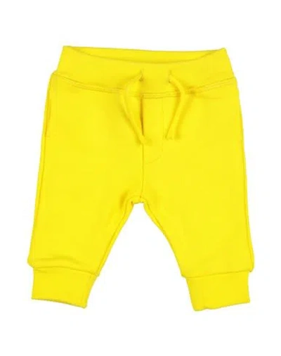 Dsquared2 Babies'  Newborn Pants Yellow Size 3 Cotton, Elastane
