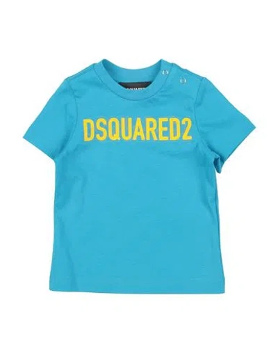 Dsquared2 Babies'  Newborn T-shirt Azure Size 3 Cotton In Blue