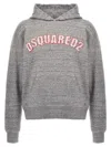 Dsquared2 Hooded Kangaroo Pocket Sweater With Ribbed Cuffs In Gray