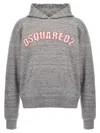 Dsquared2 Hooded Kangaroo Pocket Sweater With Ribbed Cuffs In Gray