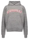 Dsquared2 Hooded Kangaroo Pocket Sweater With Ribbed Cuffs In Gray
