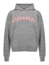 Dsquared2 Hooded Kangaroo Pocket Sweater With Ribbed Cuffs In Gris