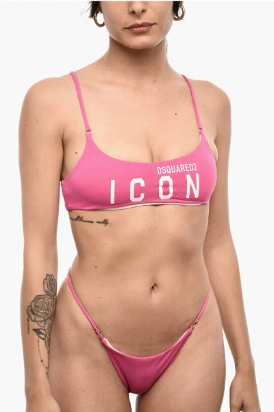 Dsquared2 Nylon Bandeau Bikini Top With Contrasting Logo