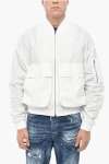 Dsquared2 Nylon Bomber Jacket With Utility Pockets In White