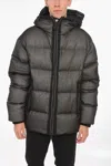 Dsquared2 Nylon Down Jacket With Logo Patch In Grey