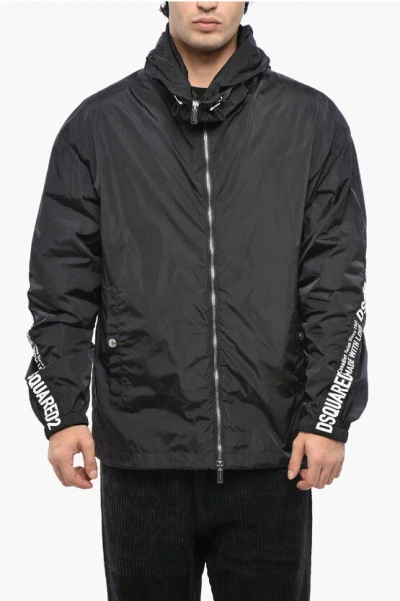 Dsquared2 Nylon Jacket With Hood In Black