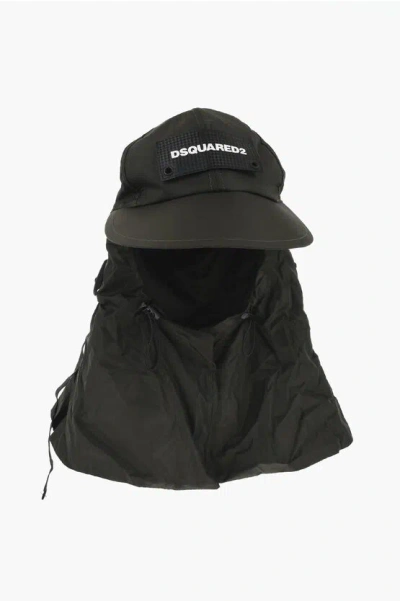 Dsquared2 Nylon Sahara Hat With Patch Logo In Black