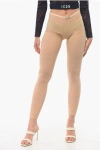 Dsquared2 Nylon Sheer Collant With All-over Rhinestones In Neutral