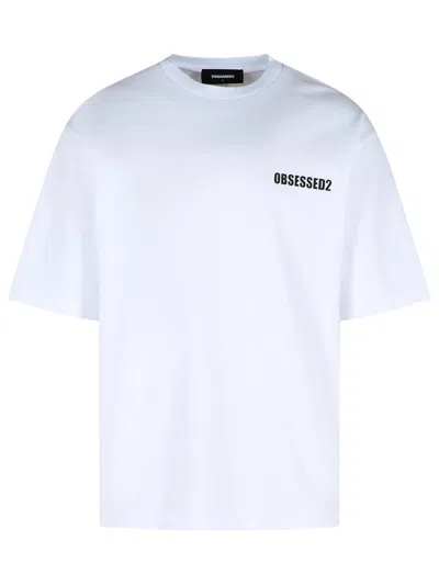 Dsquared2 Obsessed Black Cotton T-shirt In White