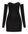 Dsquared2 Fitted Black Dress With Off-the-shoulder Sleeves And Sweetheart Neckline In Black