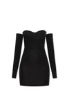 Dsquared2 Fitted Black Dress With Off-the-shoulder Sleeves And Sweetheart Neckline In Black