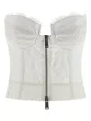 Dsquared2 Off-the-shoulder Bustier Top With Lace And Tulle Detailing In White