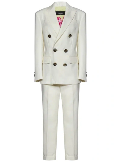 Dsquared2 Off-white Virgin Wool Blend Double-breasted Blazer