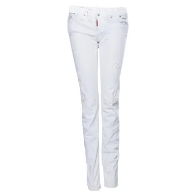 Pre-owned Dsquared2 , Off-white Jeans With Stained Effect In Size It40/xs In Gray