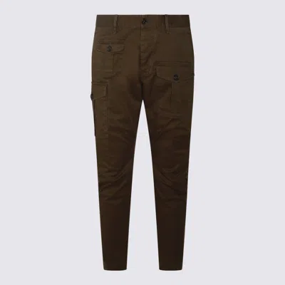 DSQUARED2 OLIVE COTTON BLEND CARGO TROUSERS