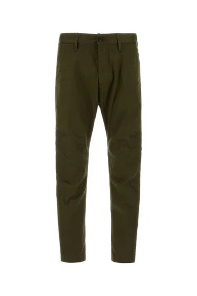 Dsquared2 Olive Slim Fit Cotton Pants In Green