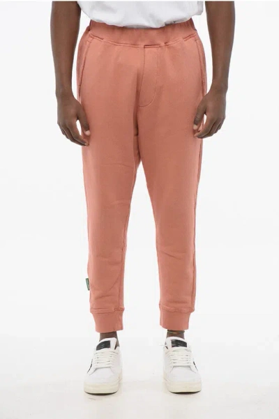 Dsquared2 Olop Brushed Cotton Sweatpants With Cuffs In Pink