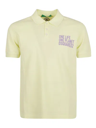 Dsquared2 Logo Printed Short Sleeved Polo Shirt In Yellow