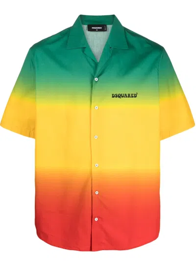 Dsquared2 Color-block Cotton Shirt In Multicolour