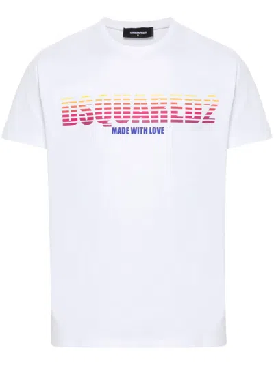DSQUARED2 OMBRÉ-LOGO PRINT T-SHIRT