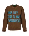 Dsquared2 Dsquared Men "one Life One Planet" Sweatshirt In Brown